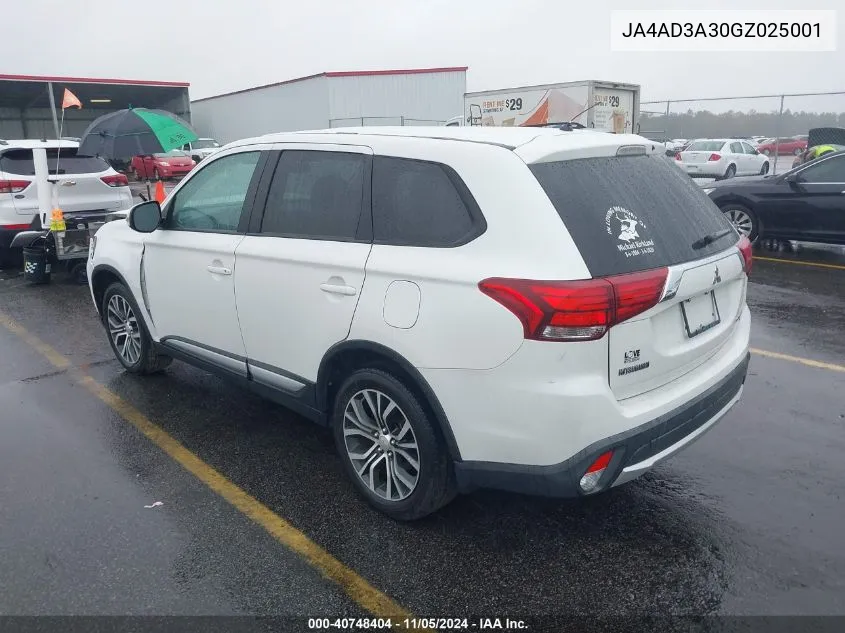 2016 Mitsubishi Outlander Se VIN: JA4AD3A30GZ025001 Lot: 40748404