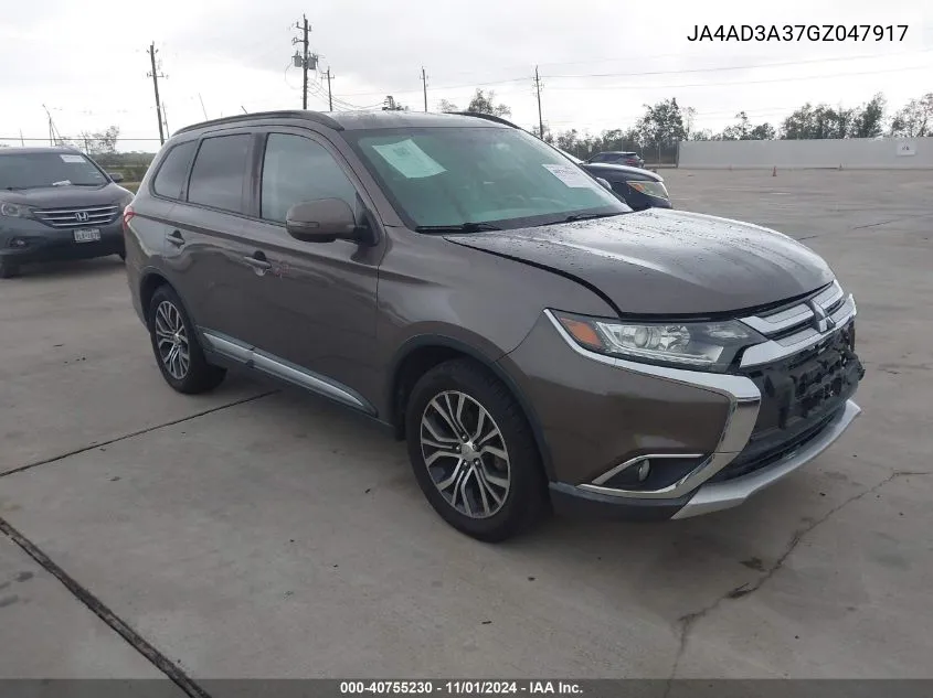 2016 Mitsubishi Outlander Sel VIN: JA4AD3A37GZ047917 Lot: 40755230