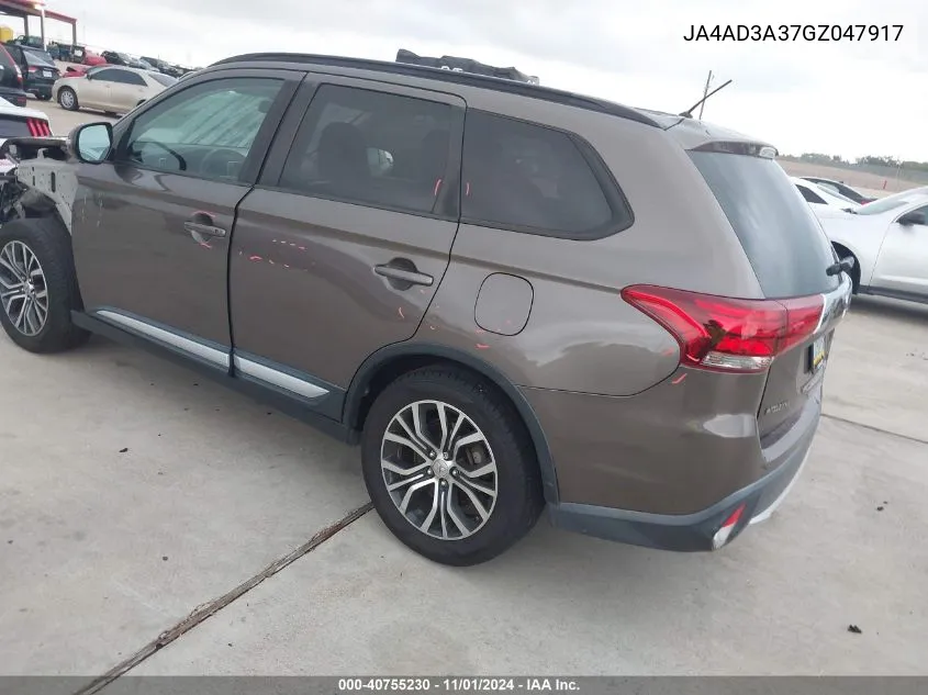 2016 Mitsubishi Outlander Sel VIN: JA4AD3A37GZ047917 Lot: 40755230