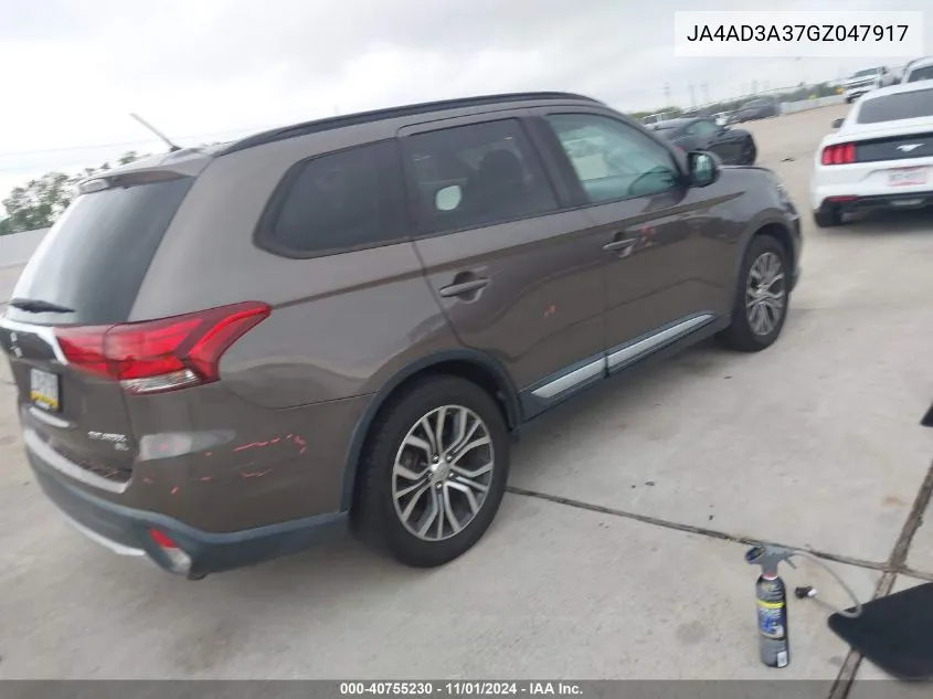 2016 Mitsubishi Outlander Sel VIN: JA4AD3A37GZ047917 Lot: 40755230