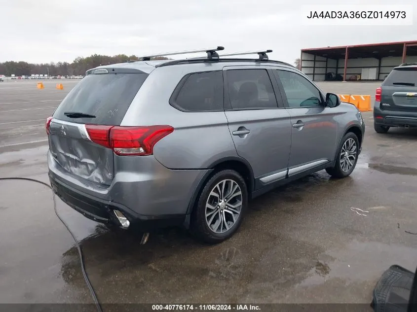 2016 Mitsubishi Outlander Se/Sel VIN: JA4AD3A36GZ014973 Lot: 40776174