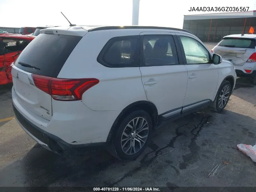 2016 Mitsubishi Outlander Sel VIN: JA4AD3A36GZ036567 Lot: 40781228