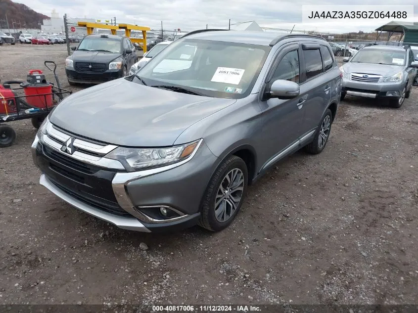 2016 Mitsubishi Outlander Sel VIN: JA4AZ3A35GZ064488 Lot: 40817006