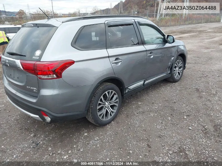 2016 Mitsubishi Outlander Sel VIN: JA4AZ3A35GZ064488 Lot: 40817006