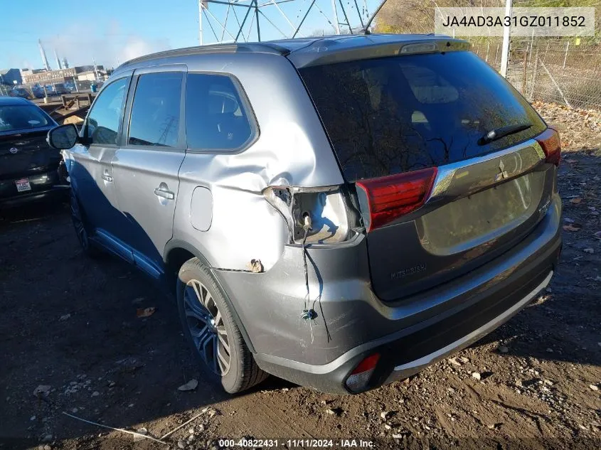 2016 Mitsubishi Outlander Se/Sel VIN: JA4AD3A31GZ011852 Lot: 40822431