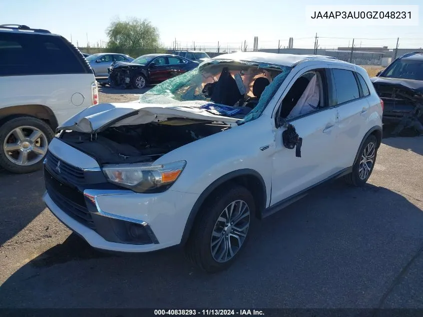 2016 Mitsubishi Outlander Sport 2.0 Es VIN: JA4AP3AU0GZ048231 Lot: 40838293