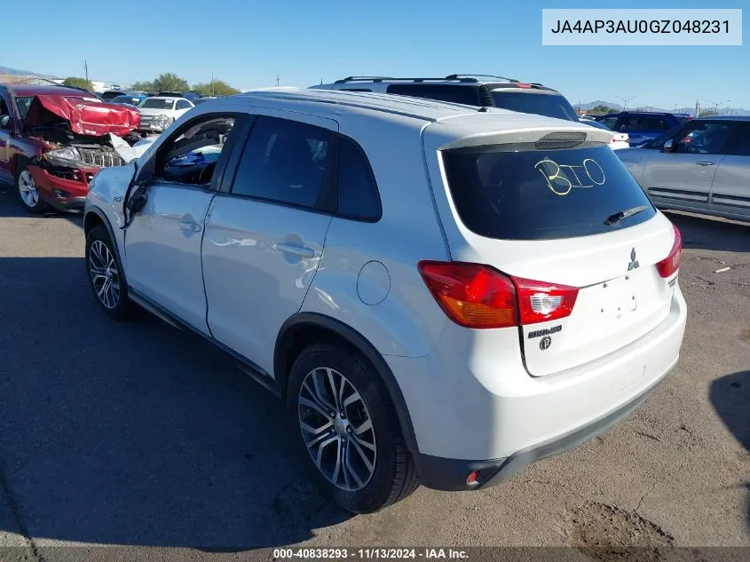 2016 Mitsubishi Outlander Sport 2.0 Es VIN: JA4AP3AU0GZ048231 Lot: 40838293