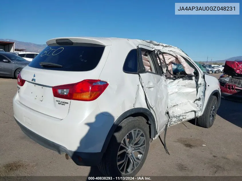 2016 Mitsubishi Outlander Sport 2.0 Es VIN: JA4AP3AU0GZ048231 Lot: 40838293