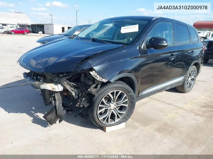 JA4AD3A31GZ000978 2016 Mitsubishi Outlander Se/Sel