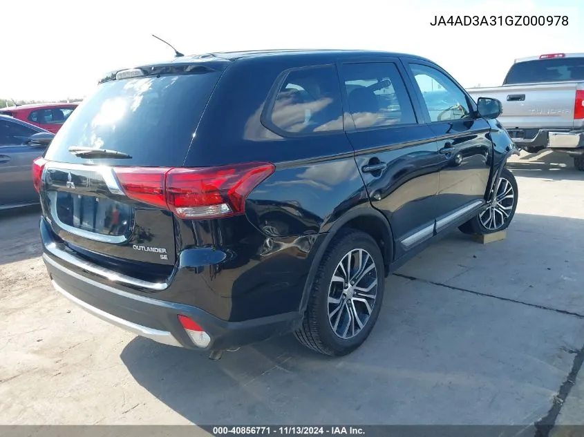 JA4AD3A31GZ000978 2016 Mitsubishi Outlander Se/Sel