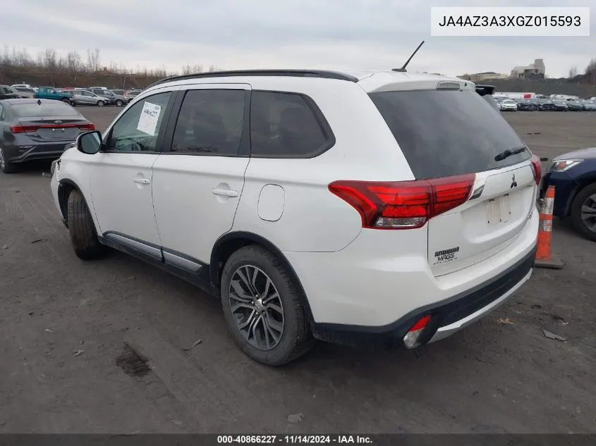 2016 Mitsubishi Outlander Es/Se/Sel VIN: JA4AZ3A3XGZ015593 Lot: 40866227