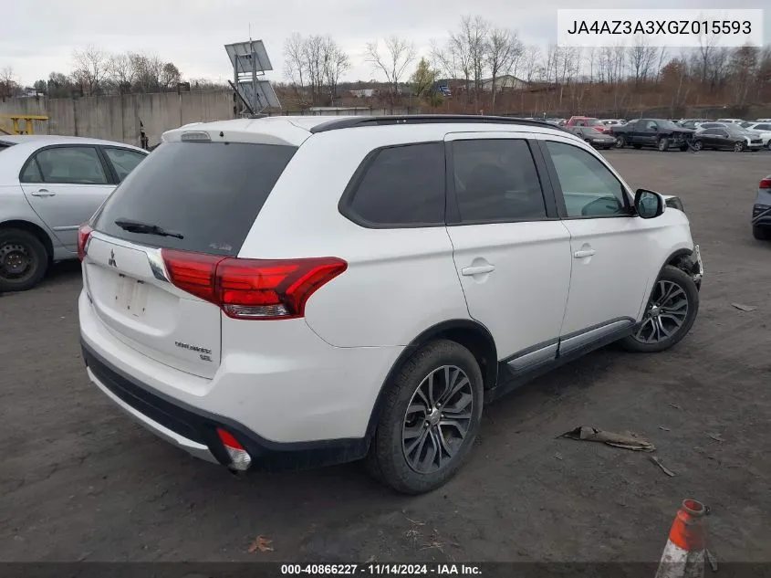 2016 Mitsubishi Outlander Es/Se/Sel VIN: JA4AZ3A3XGZ015593 Lot: 40866227