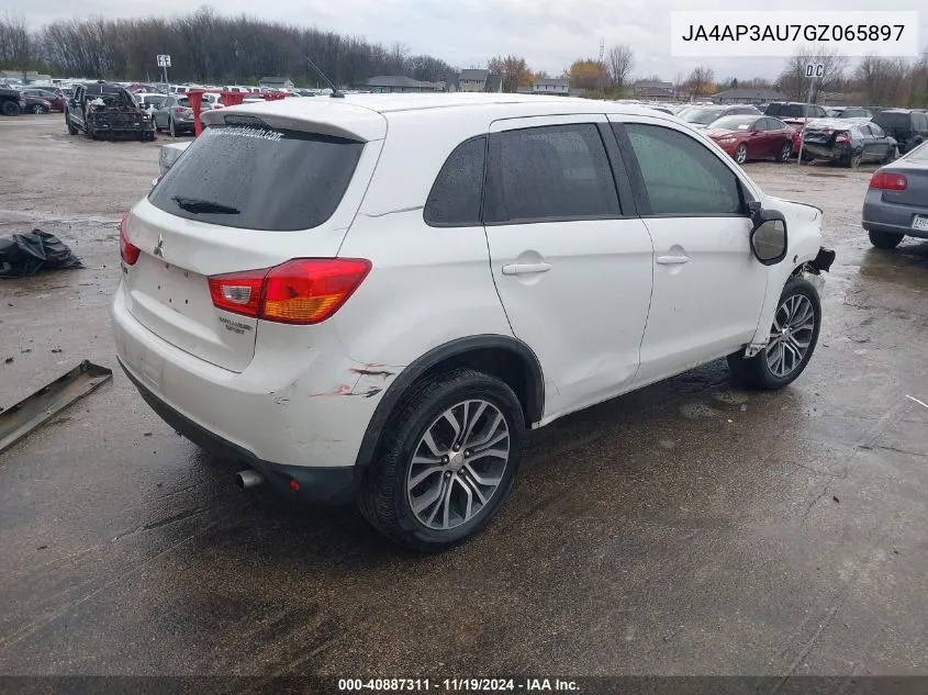 2016 Mitsubishi Outlander Sport 2.0 Es VIN: JA4AP3AU7GZ065897 Lot: 40887311