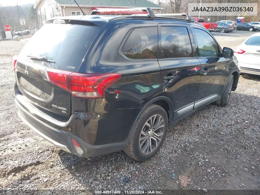 2016 Mitsubishi Outlander Sel VIN: JA4AZ3A39GZ036340 Lot: 40917489