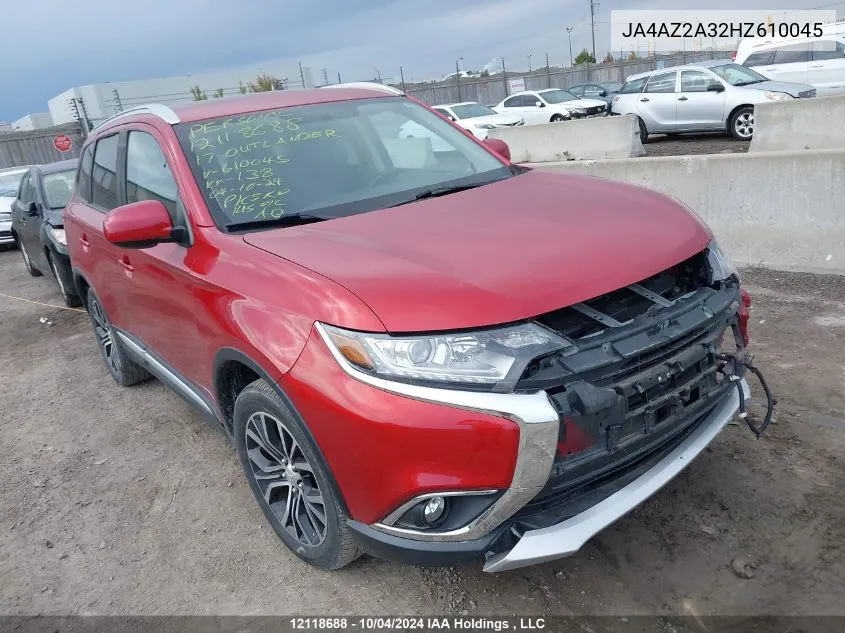 2017 Mitsubishi Outlander VIN: JA4AZ2A32HZ610045 Lot: 12118688