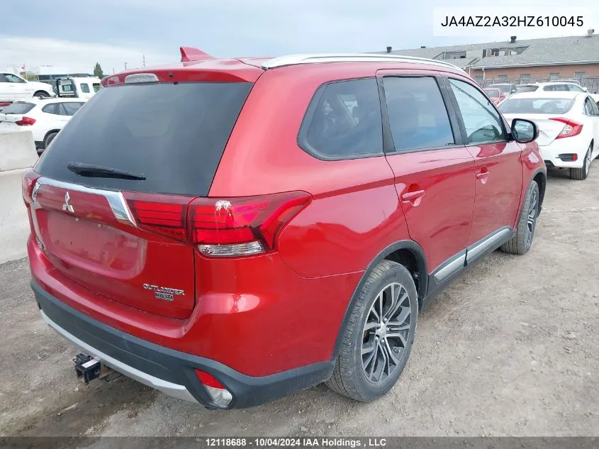 2017 Mitsubishi Outlander VIN: JA4AZ2A32HZ610045 Lot: 12118688