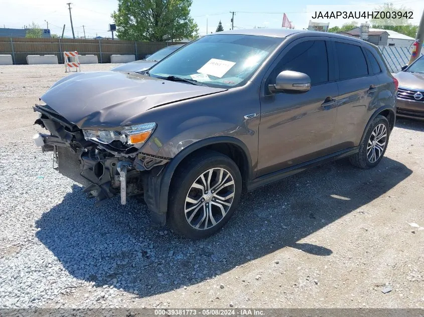 2017 Mitsubishi Outlander Sport 2.0 Es VIN: JA4AP3AU4HZ003942 Lot: 39381773