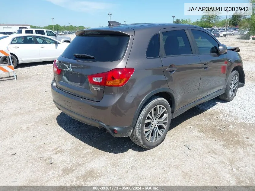 JA4AP3AU4HZ003942 2017 Mitsubishi Outlander Sport 2.0 Es