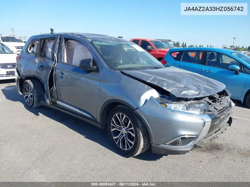 2017 Mitsubishi Outlander Es VIN: JA4AZ2A33HZ056742 Lot: 39593437