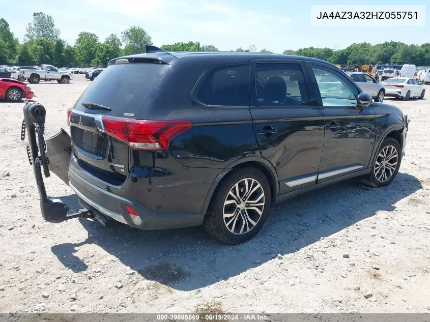 2017 Mitsubishi Outlander Se VIN: JA4AZ3A32HZ055751 Lot: 39685569