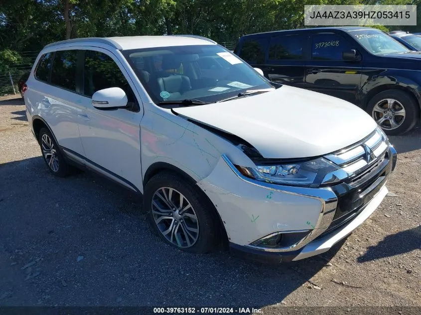 2017 Mitsubishi Outlander Sel VIN: JA4AZ3A39HZ053415 Lot: 39763152