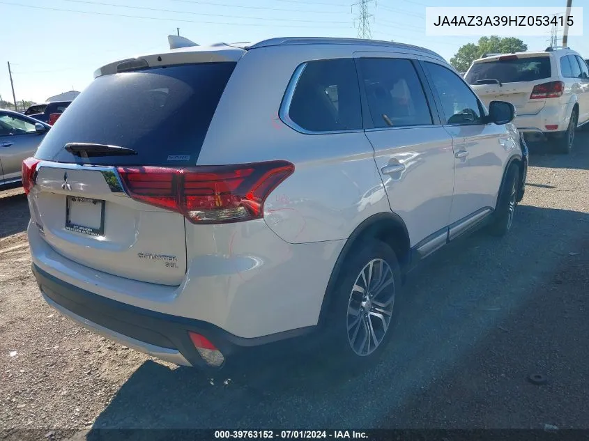 2017 Mitsubishi Outlander Sel VIN: JA4AZ3A39HZ053415 Lot: 39763152