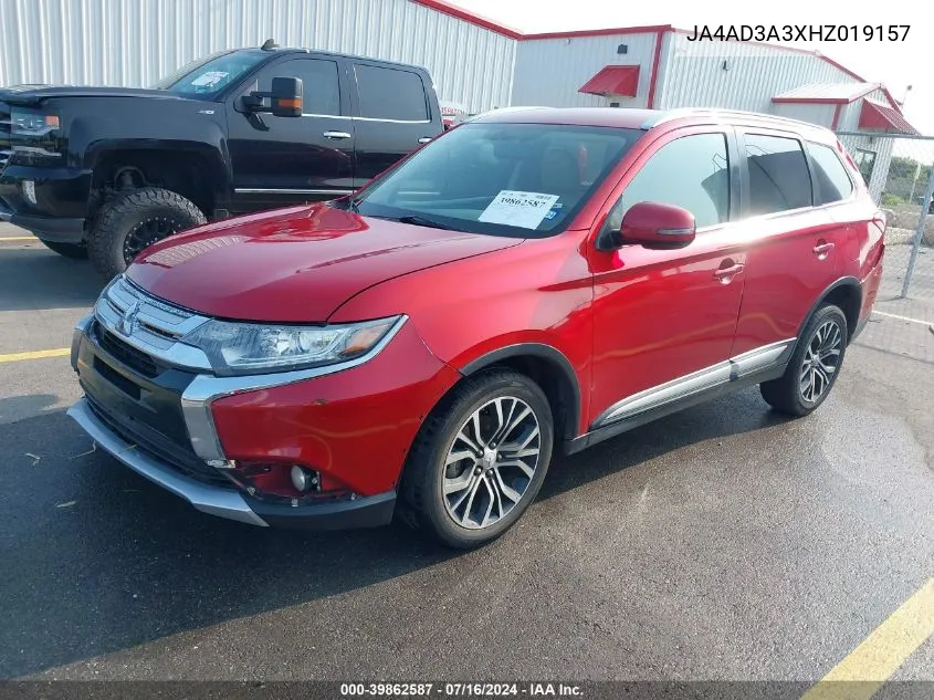 2017 Mitsubishi Outlander Sel VIN: JA4AD3A3XHZ019157 Lot: 39862587