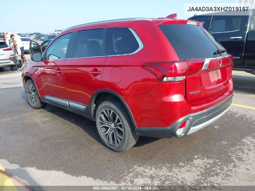 2017 Mitsubishi Outlander Sel VIN: JA4AD3A3XHZ019157 Lot: 39862587