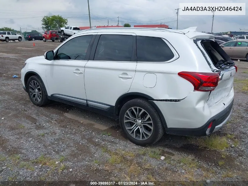 2017 Mitsubishi Outlander Se/Sel VIN: JA4AD3A3XHZ046424 Lot: 39898317