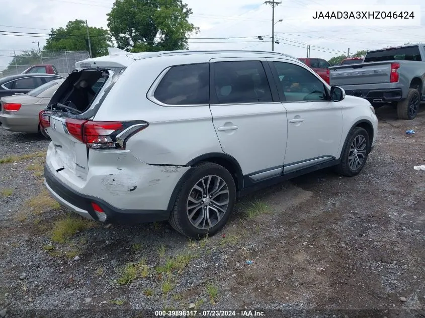 2017 Mitsubishi Outlander Se/Sel VIN: JA4AD3A3XHZ046424 Lot: 39898317