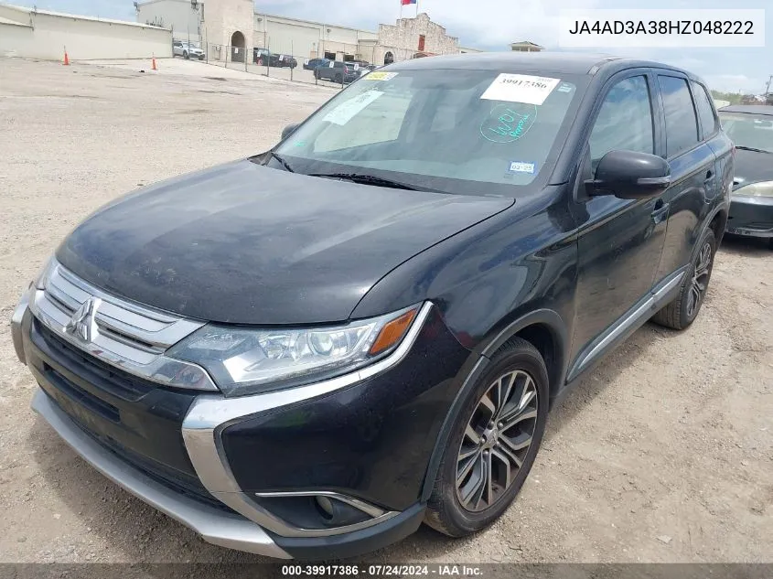 2017 Mitsubishi Outlander Se VIN: JA4AD3A38HZ048222 Lot: 39917386