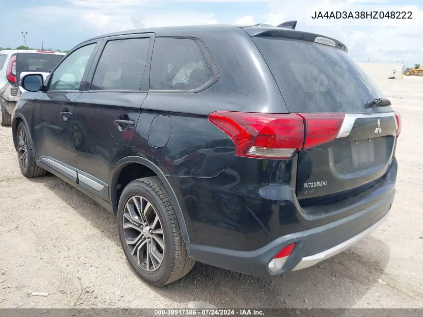 2017 Mitsubishi Outlander Se VIN: JA4AD3A38HZ048222 Lot: 39917386