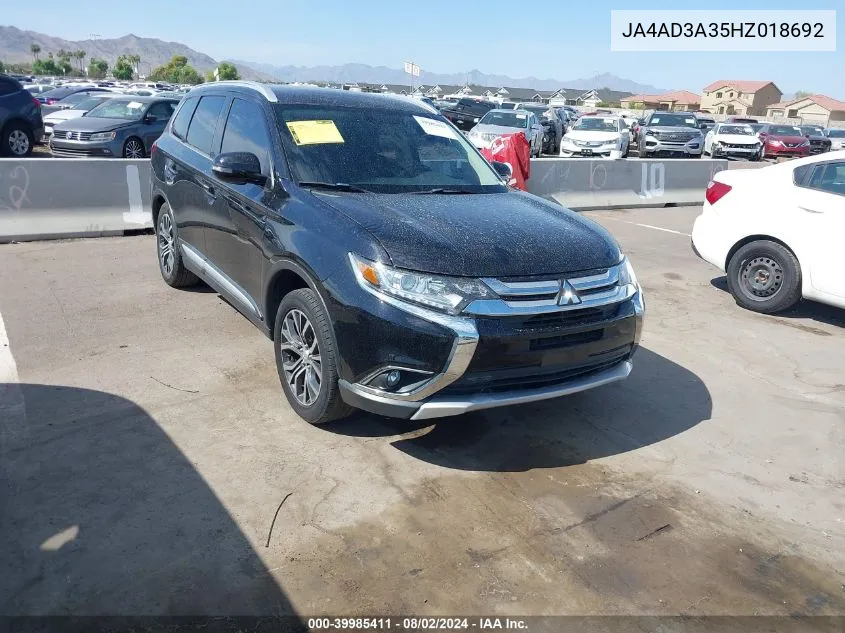 2017 Mitsubishi Outlander Se/Sel VIN: JA4AD3A35HZ018692 Lot: 39985411