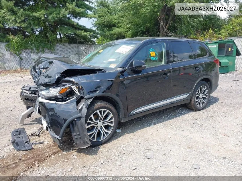 2017 Mitsubishi Outlander Se/Sel VIN: JA4AD3A3XHZ026027 Lot: 39997312