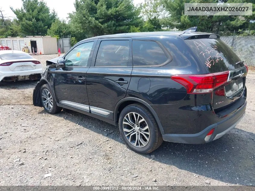 2017 Mitsubishi Outlander Se/Sel VIN: JA4AD3A3XHZ026027 Lot: 39997312