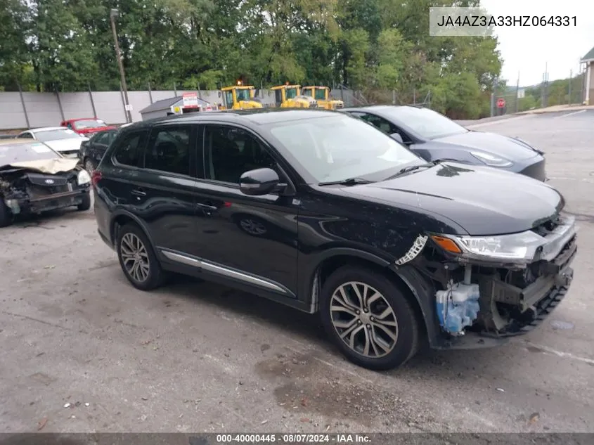 2017 Mitsubishi Outlander Se VIN: JA4AZ3A33HZ064331 Lot: 40000445