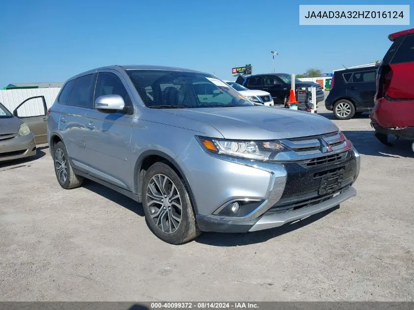 2017 Mitsubishi Outlander Se VIN: JA4AD3A32HZ016124 Lot: 40099372