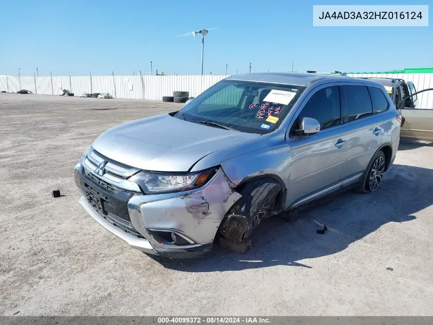 2017 Mitsubishi Outlander Se VIN: JA4AD3A32HZ016124 Lot: 40099372