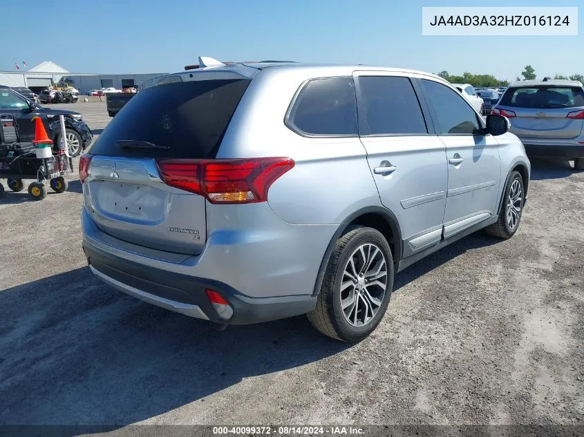 2017 Mitsubishi Outlander Se VIN: JA4AD3A32HZ016124 Lot: 40099372