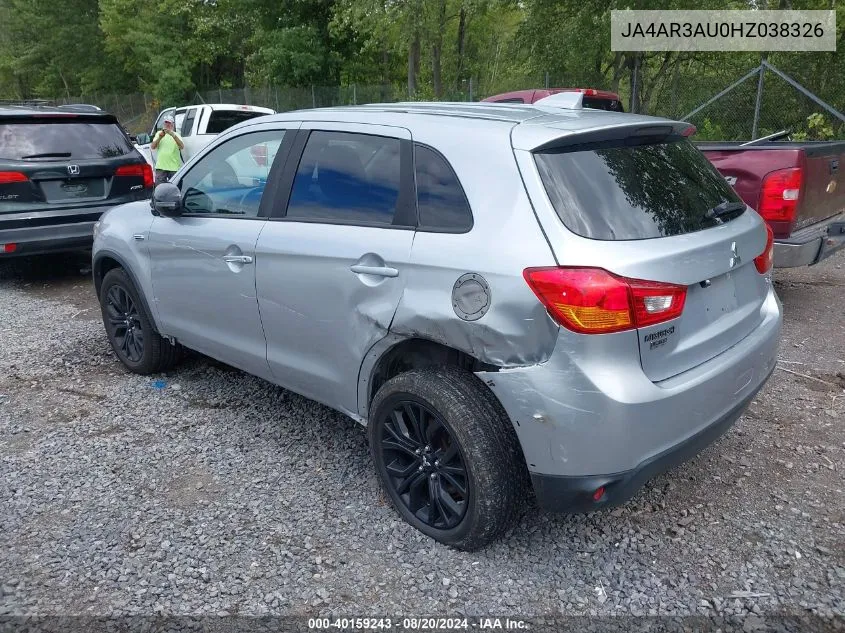 2017 Mitsubishi Outlander Sport 2.0 Le VIN: JA4AR3AU0HZ038326 Lot: 40159243