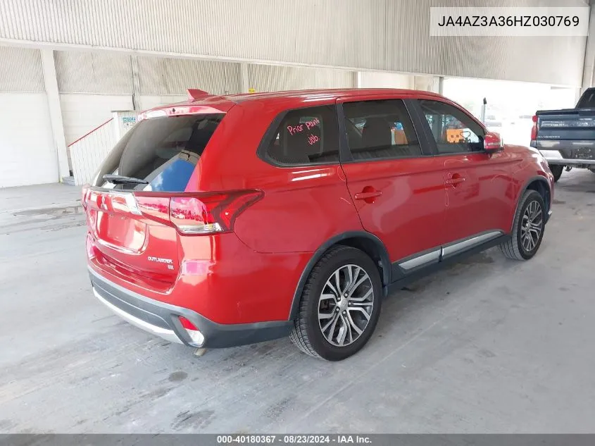 2017 Mitsubishi Outlander Se VIN: JA4AZ3A36HZ030769 Lot: 40180367