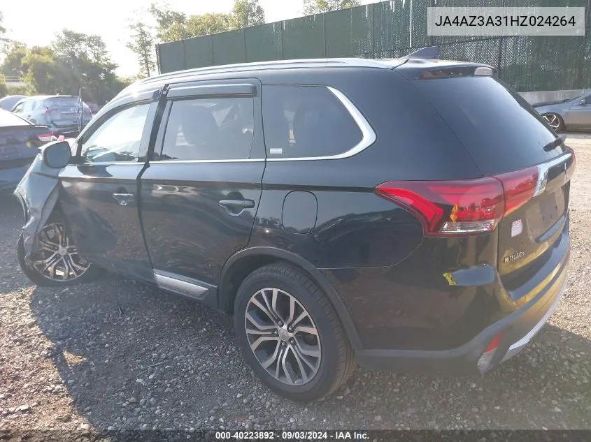 2017 Mitsubishi Outlander Se/Sel VIN: JA4AZ3A31HZ024264 Lot: 40223892