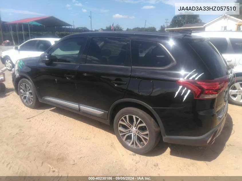 2017 Mitsubishi Outlander Se VIN: JA4AD3A33HZ057510 Lot: 40230186