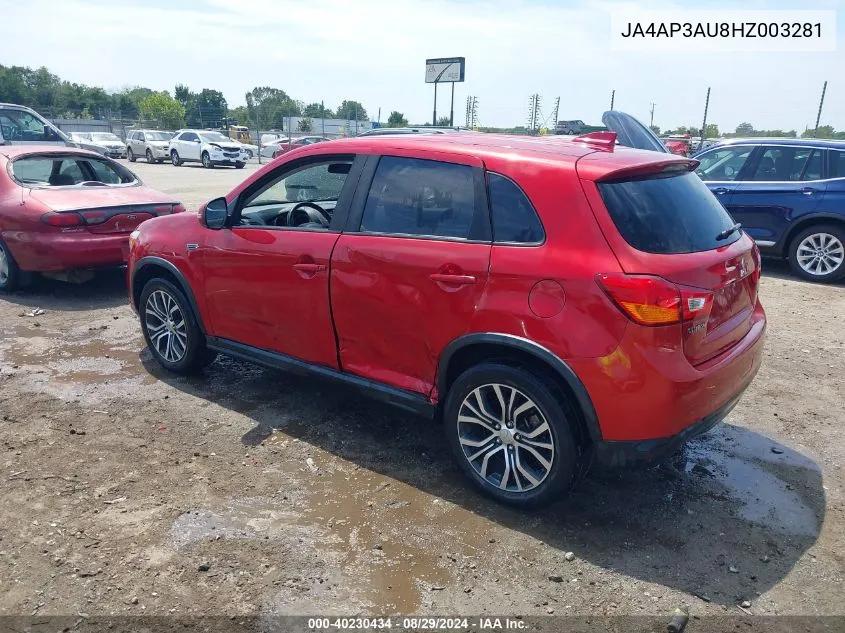 2017 Mitsubishi Outlander Sport 2.0 Es VIN: JA4AP3AU8HZ003281 Lot: 40230434