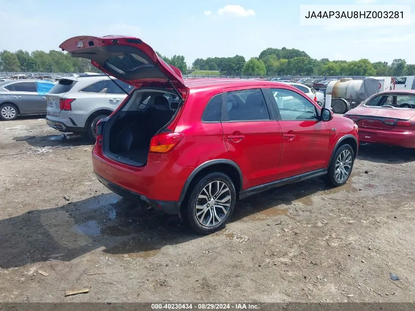 2017 Mitsubishi Outlander Sport 2.0 Es VIN: JA4AP3AU8HZ003281 Lot: 40230434