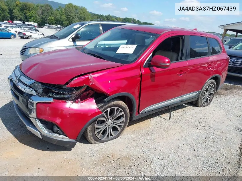 2017 Mitsubishi Outlander Se VIN: JA4AD3A37HZ067439 Lot: 40234114