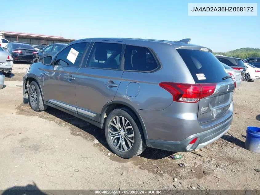 2017 Mitsubishi Outlander Es VIN: JA4AD2A36HZ068172 Lot: 40266551