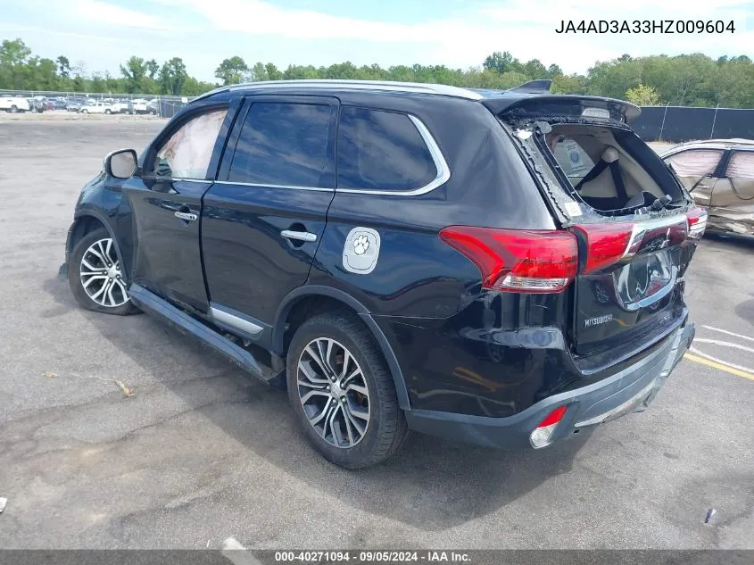 2017 Mitsubishi Outlander Sel VIN: JA4AD3A33HZ009604 Lot: 40271094