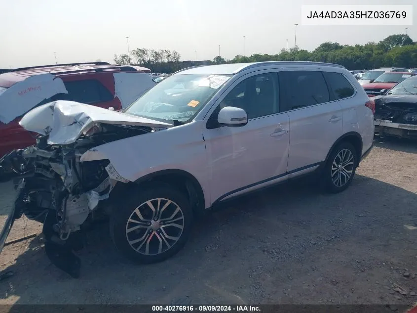 2017 Mitsubishi Outlander Sel VIN: JA4AD3A35HZ036769 Lot: 40276916