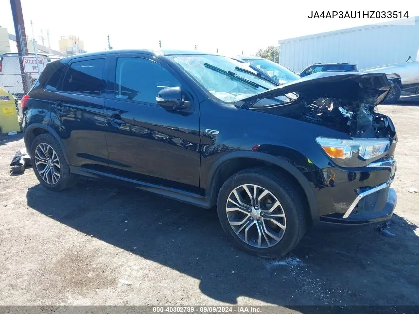 2017 Mitsubishi Outlander Sport 2.0 Es VIN: JA4AP3AU1HZ033514 Lot: 40302789